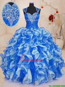 Sweetheart Sleeveless Lace Up Sweet 16 Dresses Royal Blue Organza