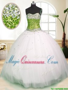 Latest Sleeveless Beading Lace Up Quince Ball Gowns