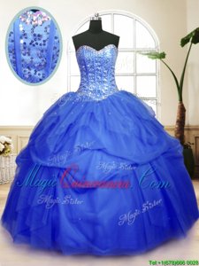 Beauteous Sleeveless Sequins and Pick Ups Lace Up Quinceanera Gown