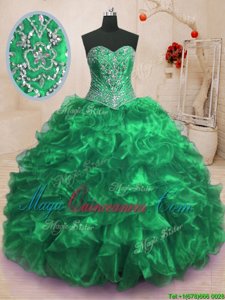 Graceful Sleeveless Sweep Train Lace Up With Train Beading and Ruffles Vestidos de Quinceanera
