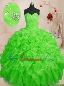 Sleeveless Beading and Ruffles Floor Length Quinceanera Gowns