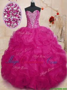 Admirable Sleeveless Beading and Ruffles Lace Up Sweet 16 Dresses