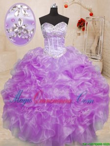 Fantastic Sleeveless Lace Up Floor Length Beading and Ruffles Sweet 16 Quinceanera Dress