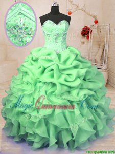Fashionable Sleeveless Lace Up Floor Length Beading and Ruffles and Pick Ups 15 Quinceanera Dress
