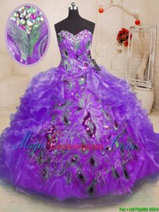 Floor Length Purple Vestidos de Quinceanera Sweetheart Sleeveless Zipper