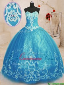 Superior Tulle Sleeveless Floor Length Quinceanera Gowns and Beading and Embroidery