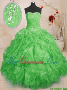 Modest Strapless Sleeveless Lace Up Vestidos de Quinceanera Organza