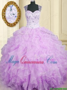 Spectacular Floor Length Ball Gowns Sleeveless Lavender Sweet 16 Dress Zipper