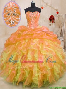 Free and Easy Floor Length Lace Up Quinceanera Dresses Multi-color and In for Military Ball and Sweet 16 and Quinceanera with Beading and Ruffles