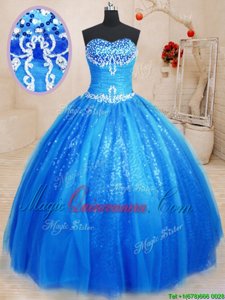 Modern Royal Blue 15 Quinceanera Dress Military Ball and Sweet 16 and Quinceanera and For with Beading and Appliques Sweetheart Sleeveless Lace Up