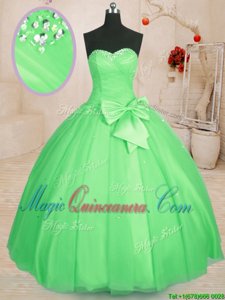 Designer Floor Length Lace Up Quinceanera Gown for Military Ball and Sweet 16 and Quinceanera with Beading and Bowknot