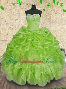 Lovely Sweetheart Lace Up Beading and Appliques and Ruffles and Ruching Ball Gown Prom Dress Sleeveless