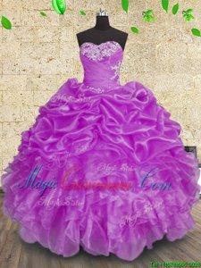 Floor Length Ball Gowns Sleeveless Purple Sweet 16 Dresses Lace Up