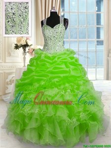 Organza Sleeveless Floor Length 15 Quinceanera Dress and Beading