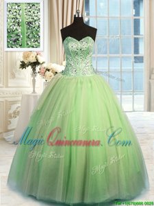 Beautiful Yellow Green Sleeveless Organza Lace Up 15 Quinceanera Dress for Military Ball and Sweet 16 and Quinceanera