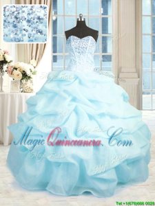 Organza Sleeveless Floor Length Sweet 16 Quinceanera Dress and Beading and Ruffles
