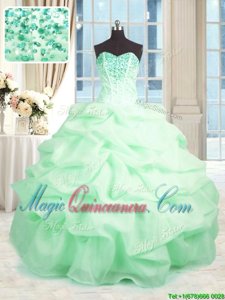 Floor Length Apple Green 15th Birthday Dress Sweetheart Sleeveless Lace Up