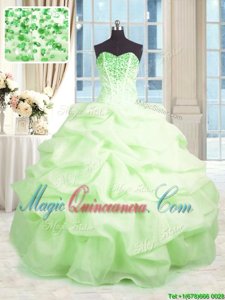 Classical Sleeveless Organza Floor Length Lace Up Sweet 16 Quinceanera Dress in for with Beading and Ruffles