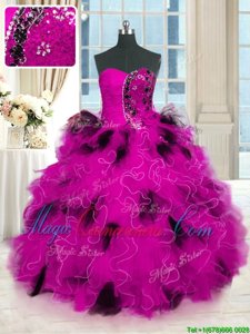 Multi-color Sleeveless Tulle Lace Up Ball Gown Prom Dress for Military Ball and Sweet 16 and Quinceanera