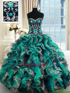 Delicate Multi-color Sleeveless Organza Lace Up Sweet 16 Dress for Military Ball and Sweet 16 and Quinceanera