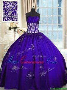 Elegant Sleeveless Lace Up Floor Length Beading and Appliques and Ruching 15th Birthday Dress
