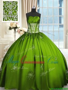 Sleeveless Floor Length Beading and Appliques and Ruching Lace Up Quinceanera Dresses