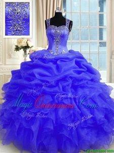 Cute Purple Sleeveless Organza Zipper Sweet 16 Dress for Military Ball and Sweet 16 and Quinceanera