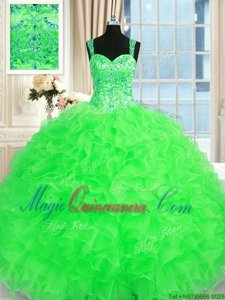 Elegant Sleeveless Organza Lace Up 15 Quinceanera Dress for Military Ball and Sweet 16 and Quinceanera