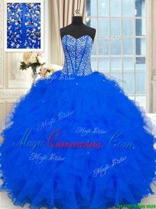 Sleeveless Lace Up Floor Length Beading and Ruffles Vestidos de Quinceanera