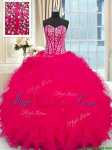 Admirable Floor Length Ball Gowns Sleeveless Coral Red Sweet 16 Dress Lace Up