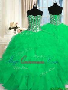 Floor Length Turquoise Vestidos de Quinceanera Sweetheart Sleeveless Lace Up