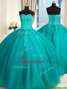 High Quality Sleeveless Appliques and Embroidery Lace Up Vestidos de Quinceanera