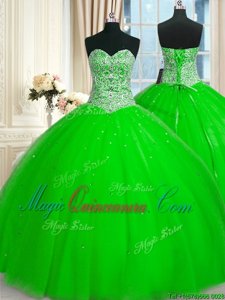 High Quality Sleeveless Beading and Sequins Lace Up Sweet 16 Dresses