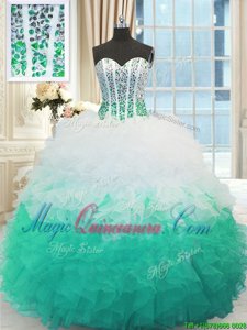Multi-color Sweetheart Lace Up Beading and Ruffles Quinceanera Dress Sleeveless