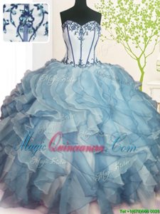 Affordable Sweetheart Sleeveless Lace Up Ball Gown Prom Dress Multi-color Organza