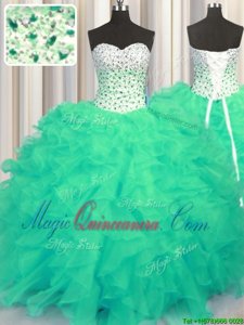 Beauteous Sleeveless Beading and Ruffles Lace Up Quinceanera Dresses
