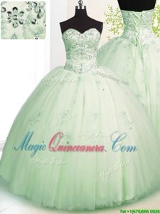 Sleeveless Beading and Appliques Lace Up Vestidos de Quinceanera