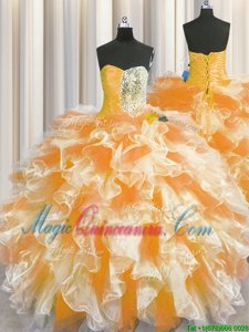 Ball Gowns 15th Birthday Dress Multi-color Sweetheart Organza Sleeveless Floor Length Lace Up