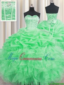 Superior Pick Ups Visible Boning Floor Length Ball Gowns Sleeveless Quinceanera Dress Lace Up