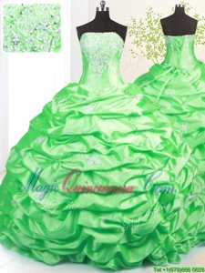 Luxury Sweep Train Sleeveless Beading and Pick Ups Lace Up Quinceanera Gowns
