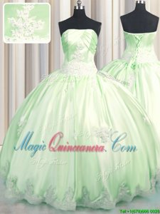 Sleeveless Lace Up Floor Length Beading and Appliques Ball Gown Prom Dress
