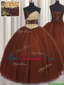 Romantic Burgundy Sleeveless Beading and Appliques Floor Length Sweet 16 Dress