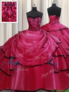 Hot Sale Sleeveless Beading and Appliques and Ruffled Layers Lace Up Ball Gown Prom Dress