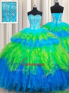 Custom Made Ruffled Floor Length Ball Gowns Sleeveless Multi-color Quinceanera Dress Lace Up