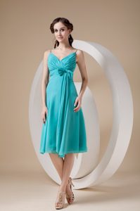 Turquoise Spaghetti Straps Knee-length Dama Dress in Backnang Germany