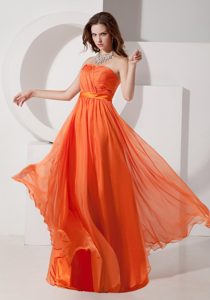 Orange Red Strapless Floor-length Empire Dama Dresses in Cambridge
