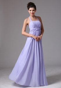 Lilac Halter Floor-length Chiffon Dama Dresses for Quinceanera in Paris