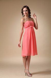 Watermelon Red Strapless Empire Chiffon Dama Dress in Wokingham