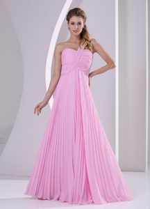 Discount Pink One Shoulder Pleat Chiffon Dama Dresses in Belfast