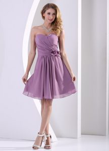 Cheap Purple Strapless Knee-length Chiffon Dama Dresses in London